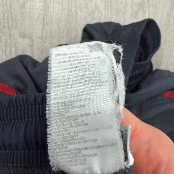 Vintage Adidas Windbreaker Track Pants Men's Large Gray Red Striped y2k Soccer - Picture 6 of 11